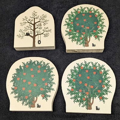 4 Cat's Meow Wood Apple Trees & Tree Shelf Sitter. 4 Cat's Meow Wood Apple Trees &amp; Tree 