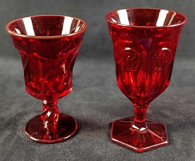 Vintage Fostoria Ruby Ice Tea And Water Goblet. This lot includes: (1) Fostoria Jamestown Ruby 