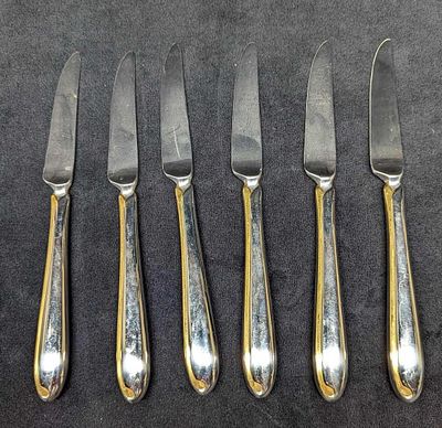 6 Retired Mikasa Estasi Stainless French Knives. This series was released from 1982 - 2004. 