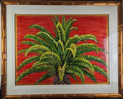 Framed Maria Reyes Jones Date Palms Original Mixed Media. Framed Maria Reyes Jones "Canary 