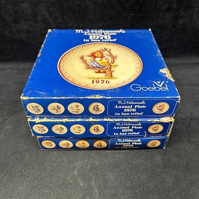Lot of 3 Goebel M.J. Hummel 1976 Annual Collector Plates with Original Boxes. A lot of three (3) 
