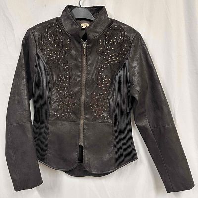 Reba Women's Soft Brown Faux Suede Western Jacket Embellished Studded Size S. This item is in 