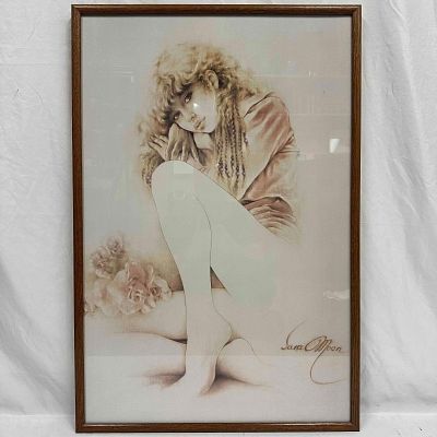Sara Moon Framed Art Print Seated Girl Portrait Tristesse Framed. Vintage Sara Moon art print 