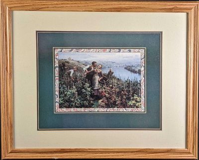 Framed "En Vendanges" (In Grape Harvest) Print based off an original by Daniel Ridgway Knight. 