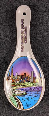 Chicago My Kind Of Town Souvenir Porcelain Spoon. "My Kind Of Town" Chicago Souvenir Porcelain 