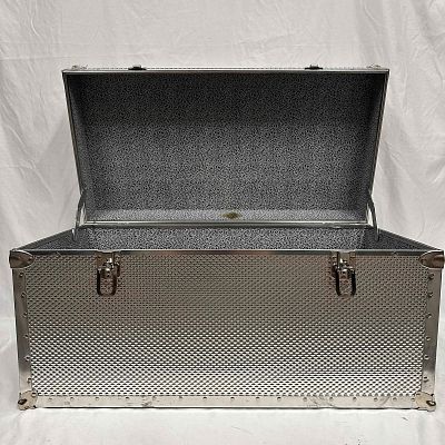 Seward Trunk Embossed Steel Nickel Storage Chest Footlocker. Design with a strong textured steel 