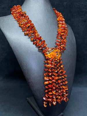 Large Amber String Necklace. This piece of jewelry has been tested and researched prior to 