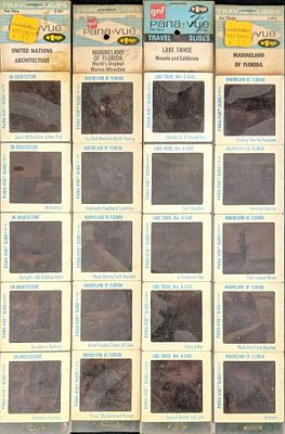 Four Vintage Pana Vue Travel Slides Marineland UN. This lot of Pana-Vue Travel Slides consists 