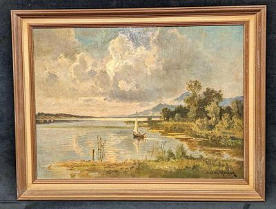 Framed Fritz Halberg-Krauss Textured Landscape Print. The framed print is approx 24 1/2" x 1 
