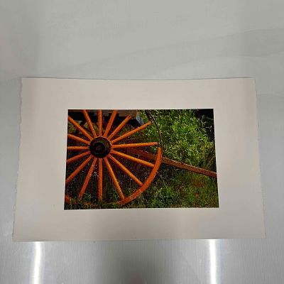 Rustic Wagon Wheel Fine Art Print on Arches France Deckle-Edge Paper. Fine art print of a rustic 