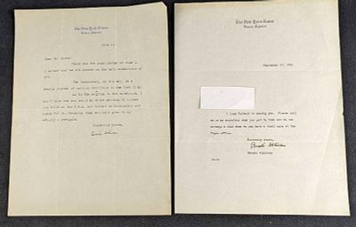 Two Brooks Atkinson Signed Letters. One is from 1954 and the other does not have the year. Both 
