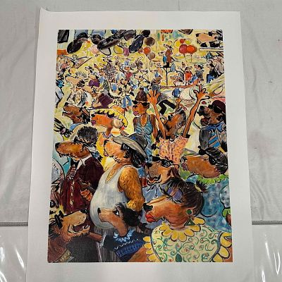 Ivan Clarke Lonely Dog Series The Carnival Medium Giclee on Canvas Portrait B. Giclee on canvas 