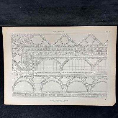 McKim Mead and White Library of J.P. Morgan NYC Architectural Print East Room Ceiling 1906. 1906 