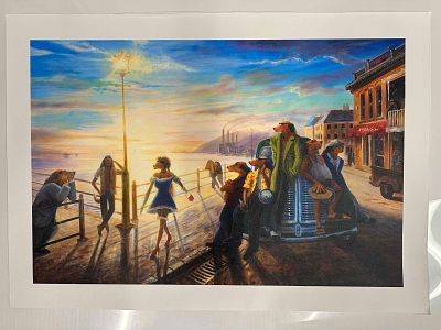 Lonely Dog Ivan Clarke The Blue Dress Medium Giclee on Canvas B. The Blue Dress Medium Giclee on 