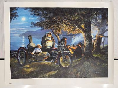 Ivan Clarke Lonely Dog After Midnight Large Giclee on Canvas. Ivan Clarke Lonely Dog After 