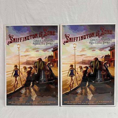 Lonely Dog Series Vintage Style The Blue Dress Poster Set. These small screen print art posters 