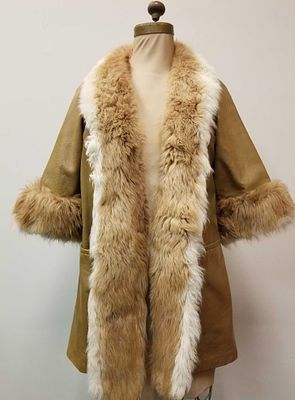 Leather with Shearling Trim Coat by Dan Di Modes. This leather with shearling trim coat by Dan 