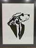 Lonely Dog Green Motif Design Black Suit Jacket and Tie Giclee Framed Ivan Clarke Art Print. Image - 4