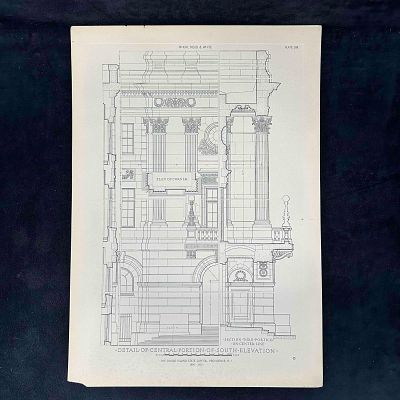 Architectural Print McKim Mead & White Rhode Island State Capitol Providence RI. Original 