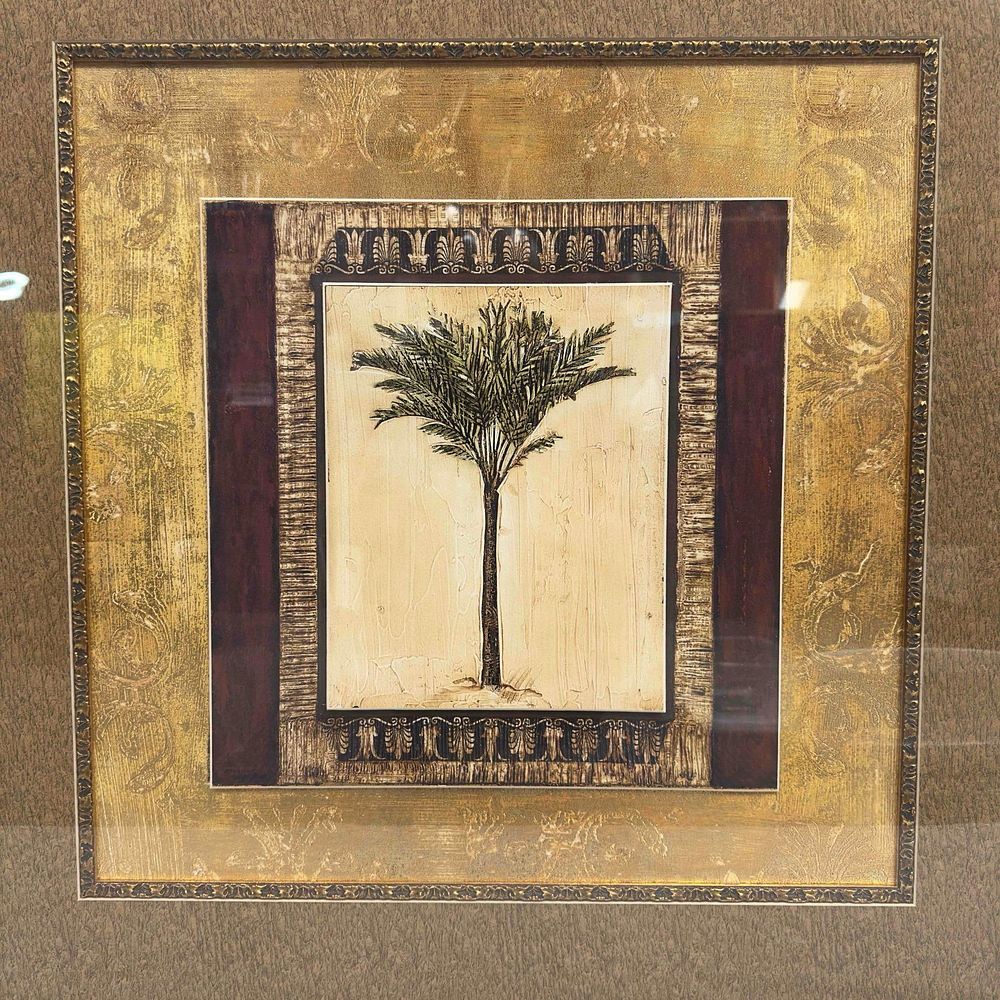 Stately Palm Tree Giclee Fine Art Framed Print by Mindeli Ornate Frame. This item is in good 