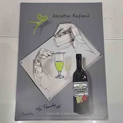 Absinthe Refined Ad Poster Homage A Escher by John Pacovsky Hand Signed Numbered Collection 27. 