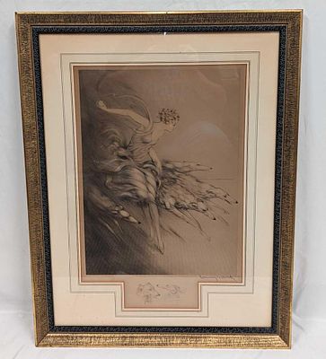 Vintage Louis Icart Double Signed Zest With Remarque. This is approx 24" x 1 1/4" x 31 3/8" and 