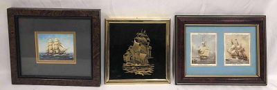 Bundle Of Ship Artwork In Frames. This lot contains a bundle of three different artworks all 