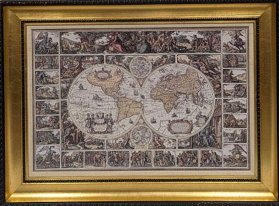 Framed Vintage Style Visscher Commander Repro Map. This reproduction print of the map comes in a 