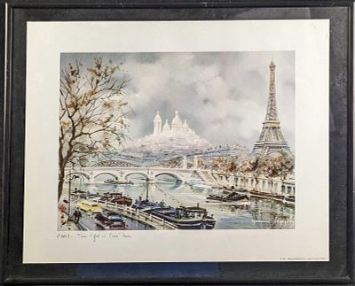 Framed Maurice Legendre Eiffel Tower Print. The framed print is approx 20 3/8" x 3/4" x 16 