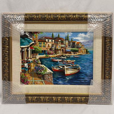Anatoly Metlan Bay Cafe II 2006 Serigraph Framed. Serigraph in color with hand embellishment on 