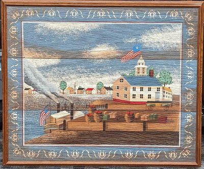 Large Framed Huntington Print On Canvas Folk Art. This framed print on canvas is approx 46 3/8" 