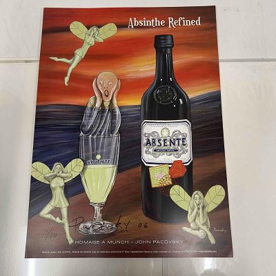 Absinthe Refined Ad Poster Homage A Munch by John Pacovsky Hand Signed and Numbered 42. This 