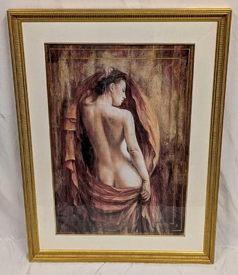 Framed Tomasz Rut Dionysus Red Signed Print R69. This is approx 29" x 1 1/2" x 38 1/2" and it 