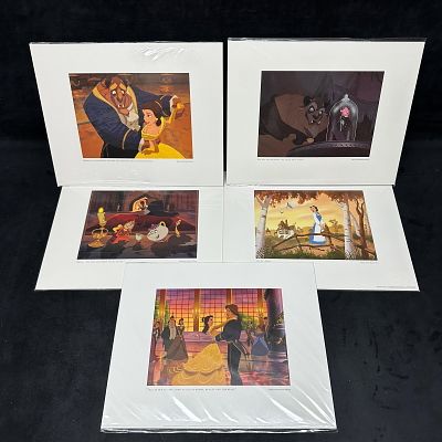 Disney Beauty and the Beast Lithograph Prints Matted New Sealed Set of Five. Set of five 