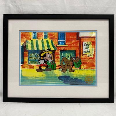 Disney Serigraph Animation Cel Mr. Mickey Mouse Takes a Trip Pluto Framed Artwork LE. Framed 