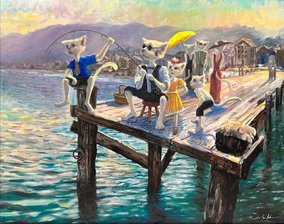 S&N Ivan Clarke "Sunday Fishing" Framed Gicl&eacute;e. S&amp;N Ivan Clarke "Sunday Fishing" Framed 