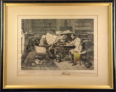 James Dobie "A Little Mortgage" Engraving After Walter Dendy Sadler. "A Little Mortgage" antique 