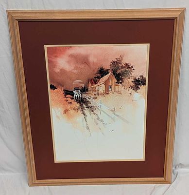 Framed Michael Atkinson Watercolor Print. This framed print is approx 33 1/4" x 1 1/2" x 39 