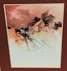 Framed Michael Atkinson Watercolor Print. This framed print is approx 33 1/4" x 1 1/2" x 39 Image - 1