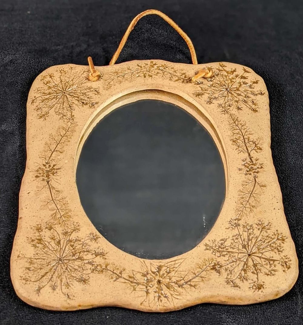 Lot 461: Anna Brown Hanging Mirror With Handmade Ceramic Frame