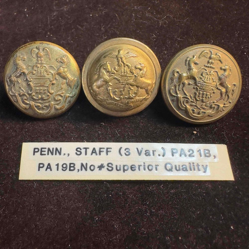 Lot 462: Pennsylvania Staff Military Button Set Lot of Three