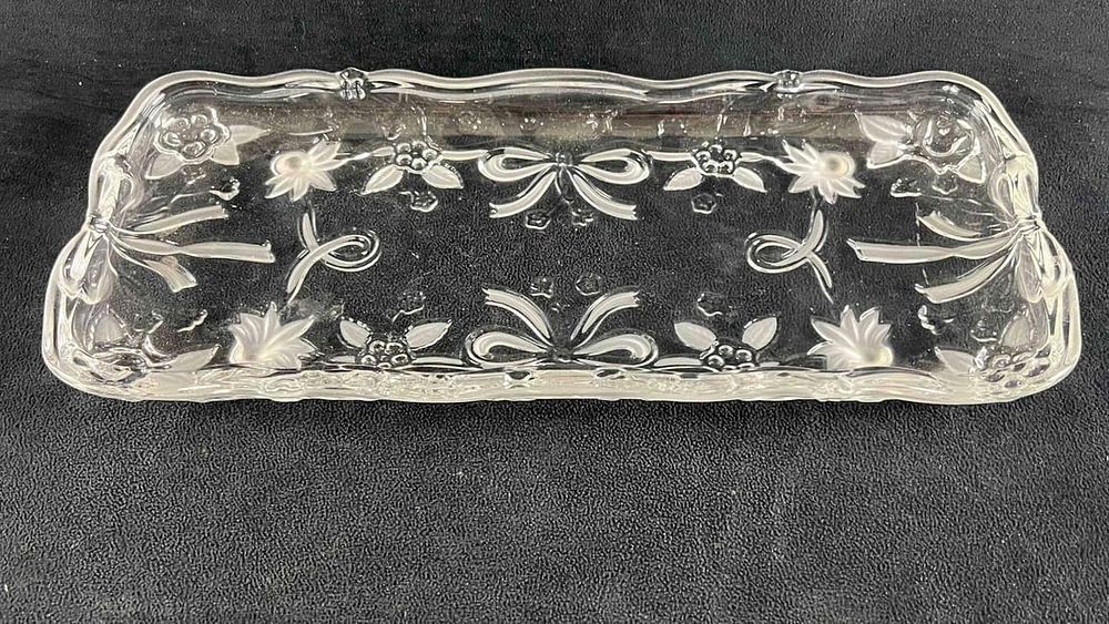 Lot 471: Christmas Holiday Rectangle Clear Glass Plate