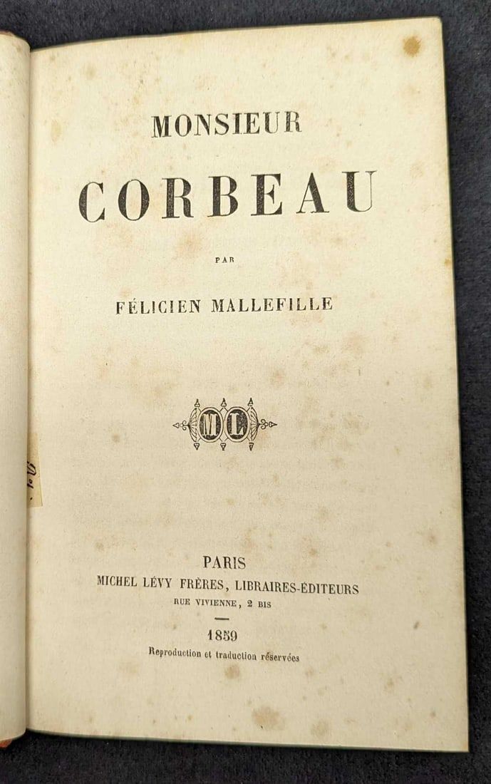 Lot 482: Antique Felicien Mallefille Monsieur Corbeau French Hardcover