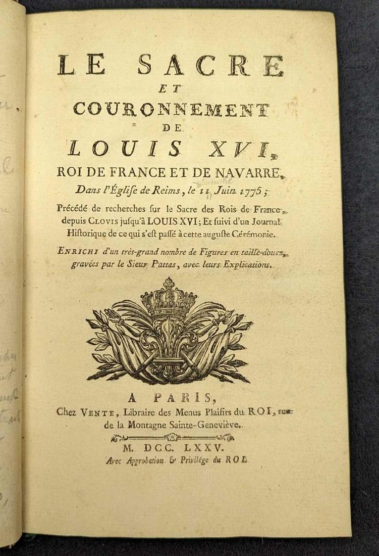 Lot 485: Le Sacre Et Couronnement De Louis XVI Hardcover