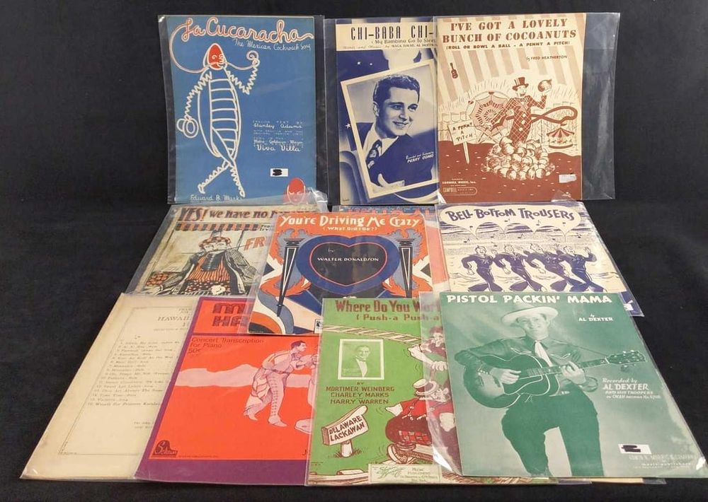 Lot 492: 12 Vintage Classic Fun Sheet Music