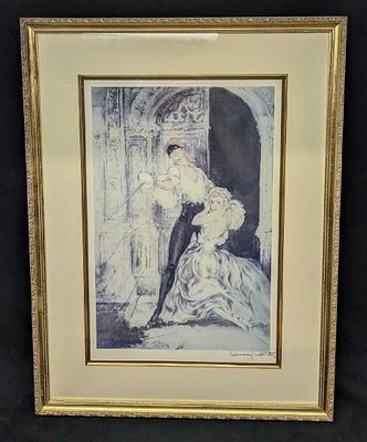 Framed Louis Icart Print Art Deco Woman Don Juan JB. The framed print is approx 23 1/2" x 3/4" 