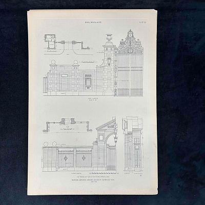 McKim Mead and White Architectural Print The Wetherell Gate Harvard University Memorial Gateways. 