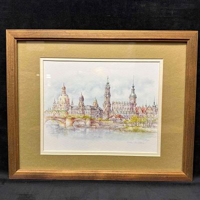 Alicja Dresden Canaletto View Dresden's Skyline Germany European Cityscape Framed Art Print. 
