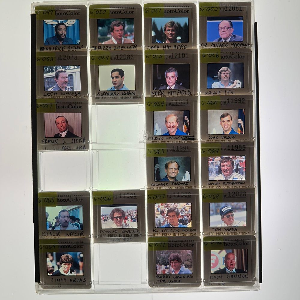Lot 297: Press Photo Slides Featuring Sirhan Sirhan Lech Walesa Fuzzy Zoeller NASA Astronauts