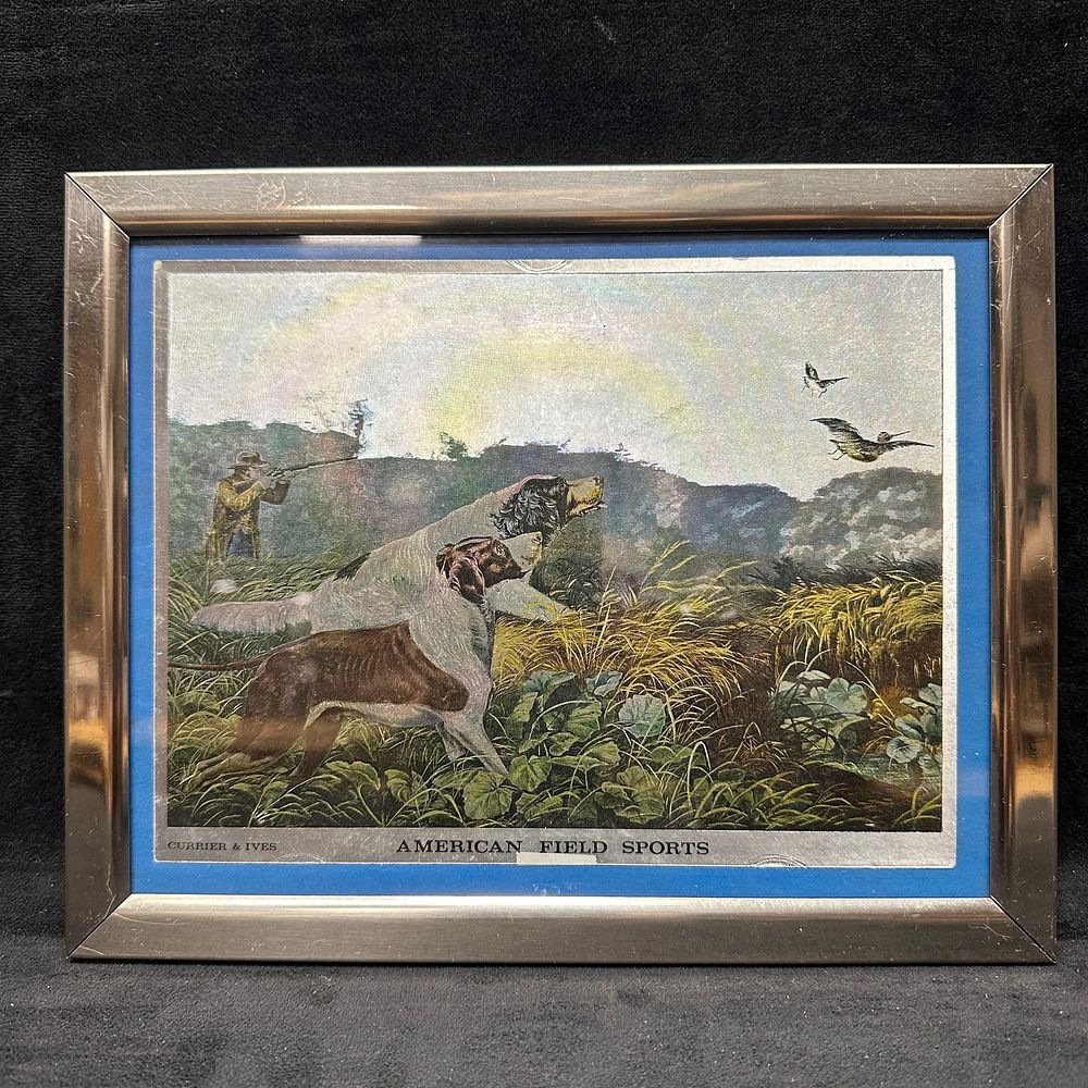Lot 314: Framed Currier and Ives American Field Sports Hunting Dufex Foil Print